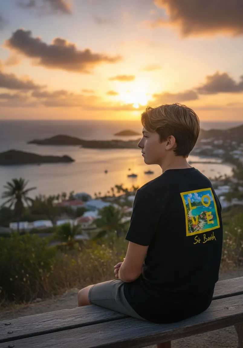 Kids’ Black T-shirt – St Barth Signature – LOVE Edition La Costa de St Barth